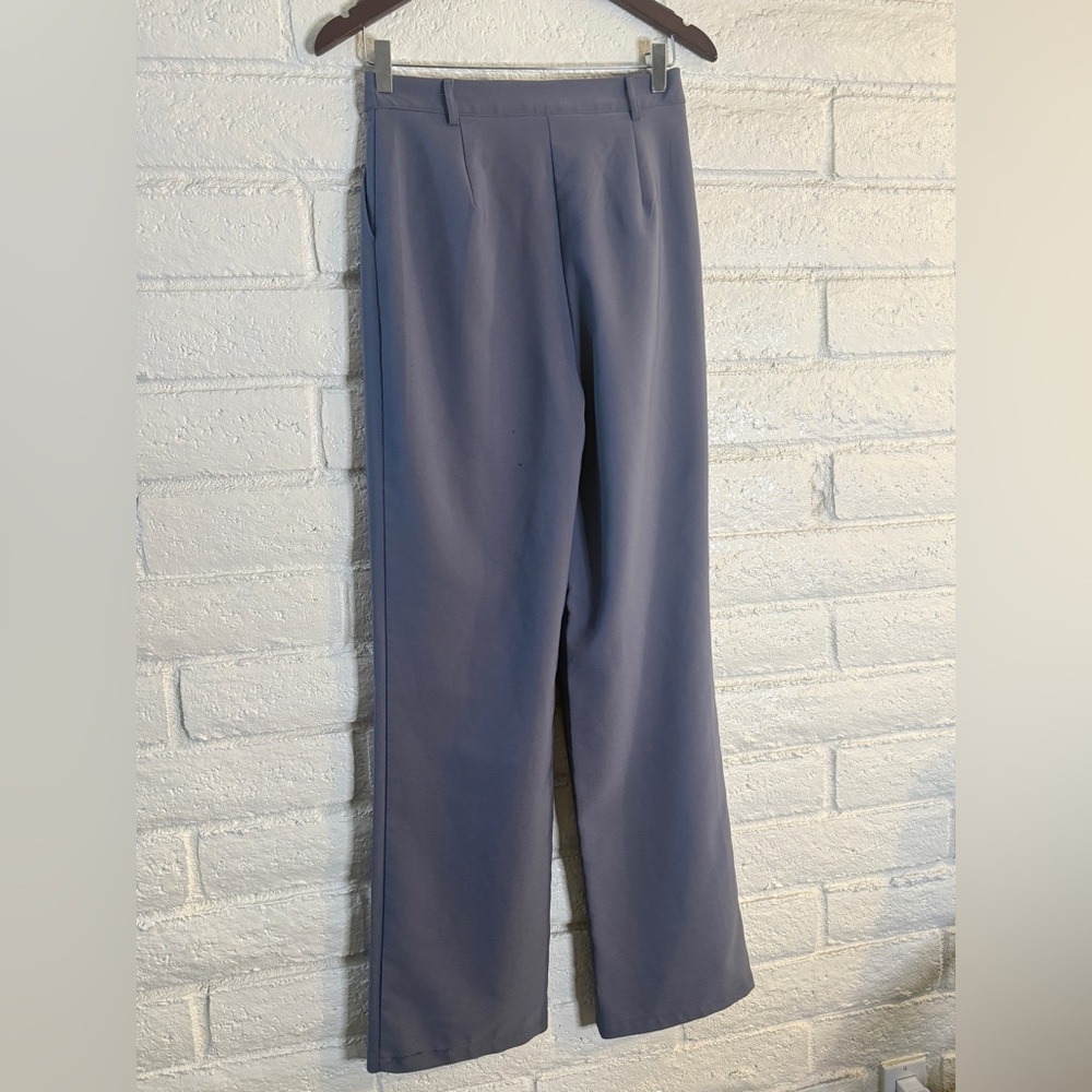 Fashion Nova High Waisted Wide Leg Pants Blue Gray Size Small - Picture 3 of 8